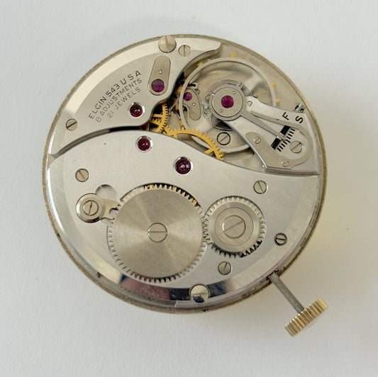Elgin Cal 543 Pocket Watch Part Movement Balance Fork Spring Bridge Dial Hands