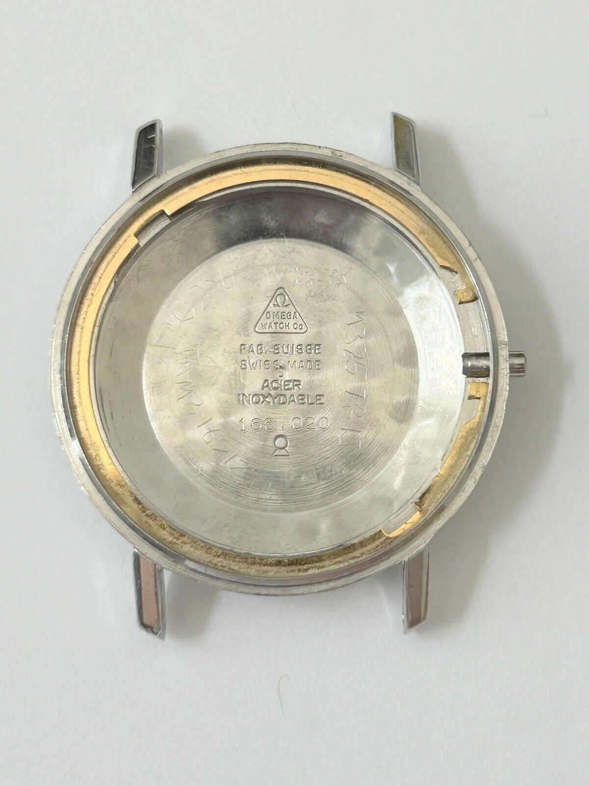 Omega Ref 166.020 34.5mm watch case back parts dial bezel crystal for Cal 560 - Used Watch Parts