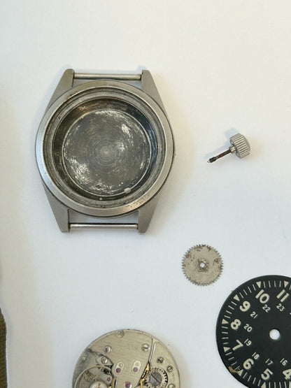 BUSTED FOR PARTS/REPAIR GS-06S-4804 Bulova Benrus Lugran watch military Vietnam - Used Watch Parts