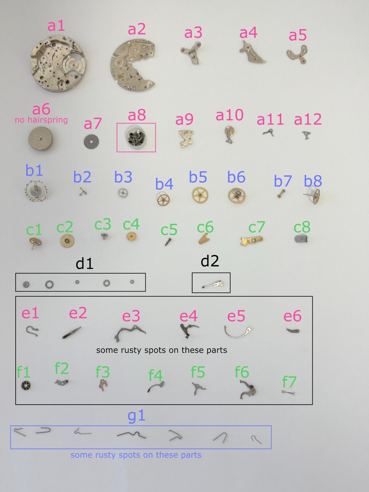 Venus Caliber 170 Movement Part Balance Wheel Spring Barrel Wakmann Breitling 2