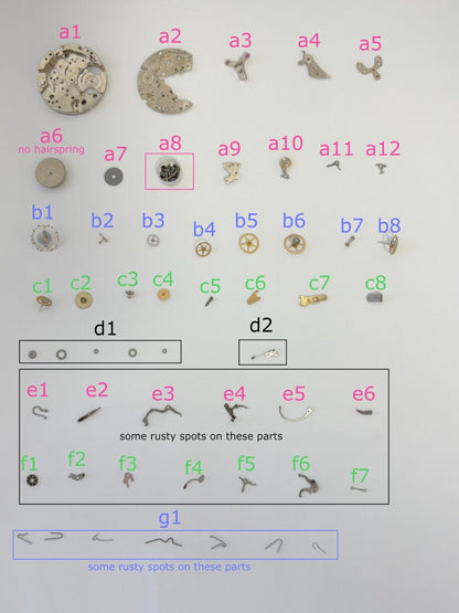 Venus Caliber 170 Movement Part Balance Wheel Spring Barrel Wakmann Breitling 2