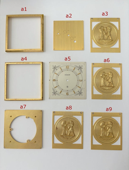 Jaeger LeCoultre Ref 462 Clock Case Parts Obelisk Egyptian Revival Dial Knob Key