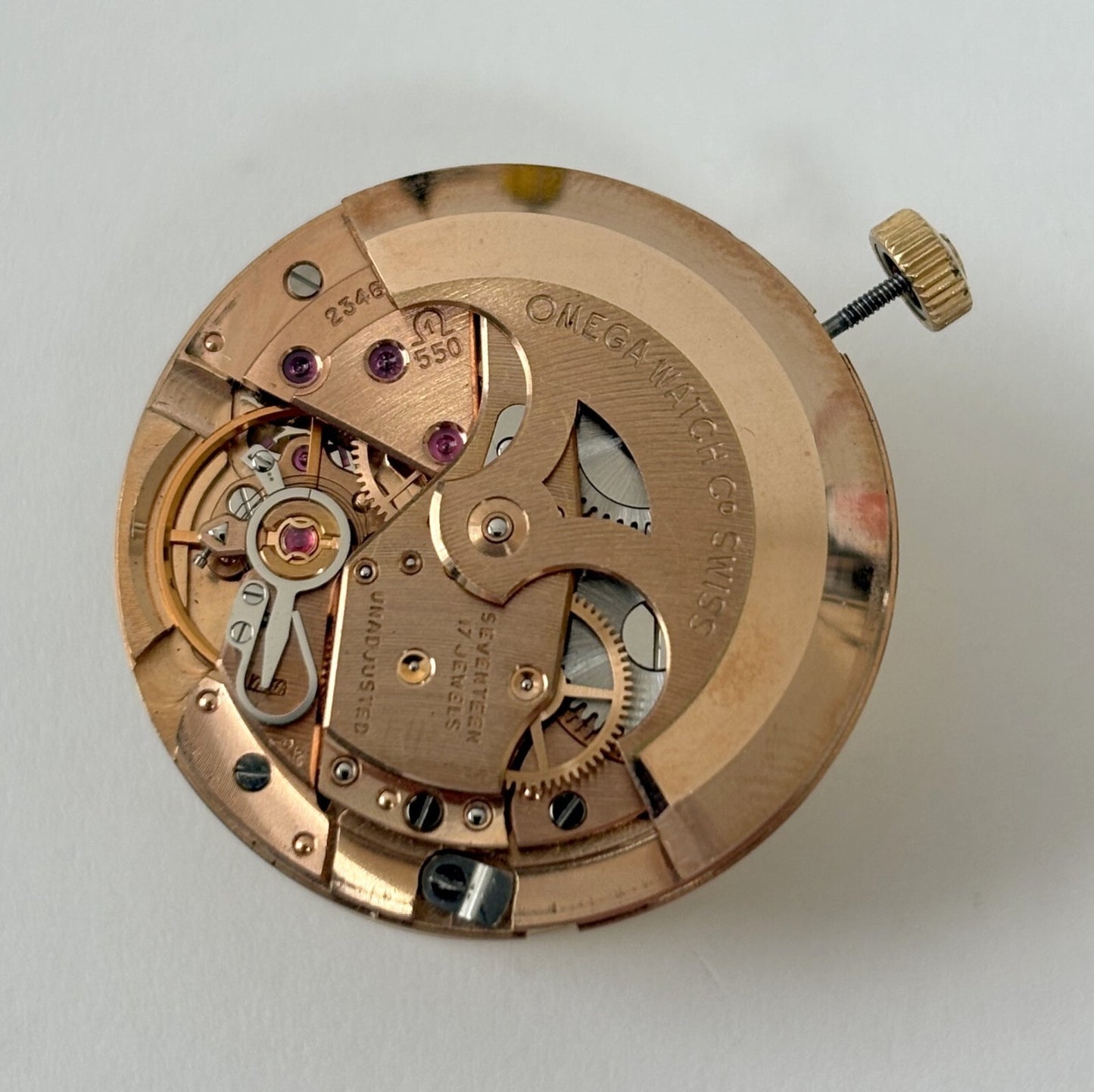 Omega Cal 550 Watch Movement Parts Dial Balance Spring Plate Fork Wheel Rotor 8