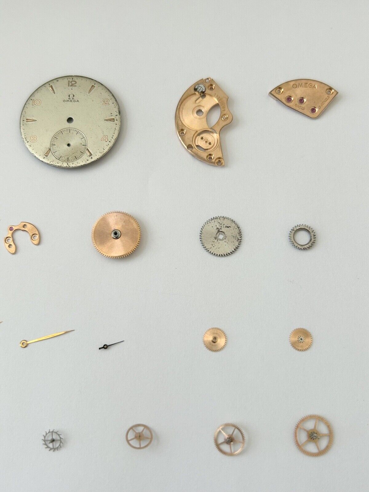 Omega Cal 30 T2 PC Watch Movement Parts Wheel Spring Bridge Dial Hands 30T2 2 - Used Watch Parts