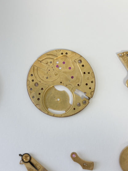 Omega Cal 284 Watch Movement Parts Balance Fork Spring Bridge Barrel Balance