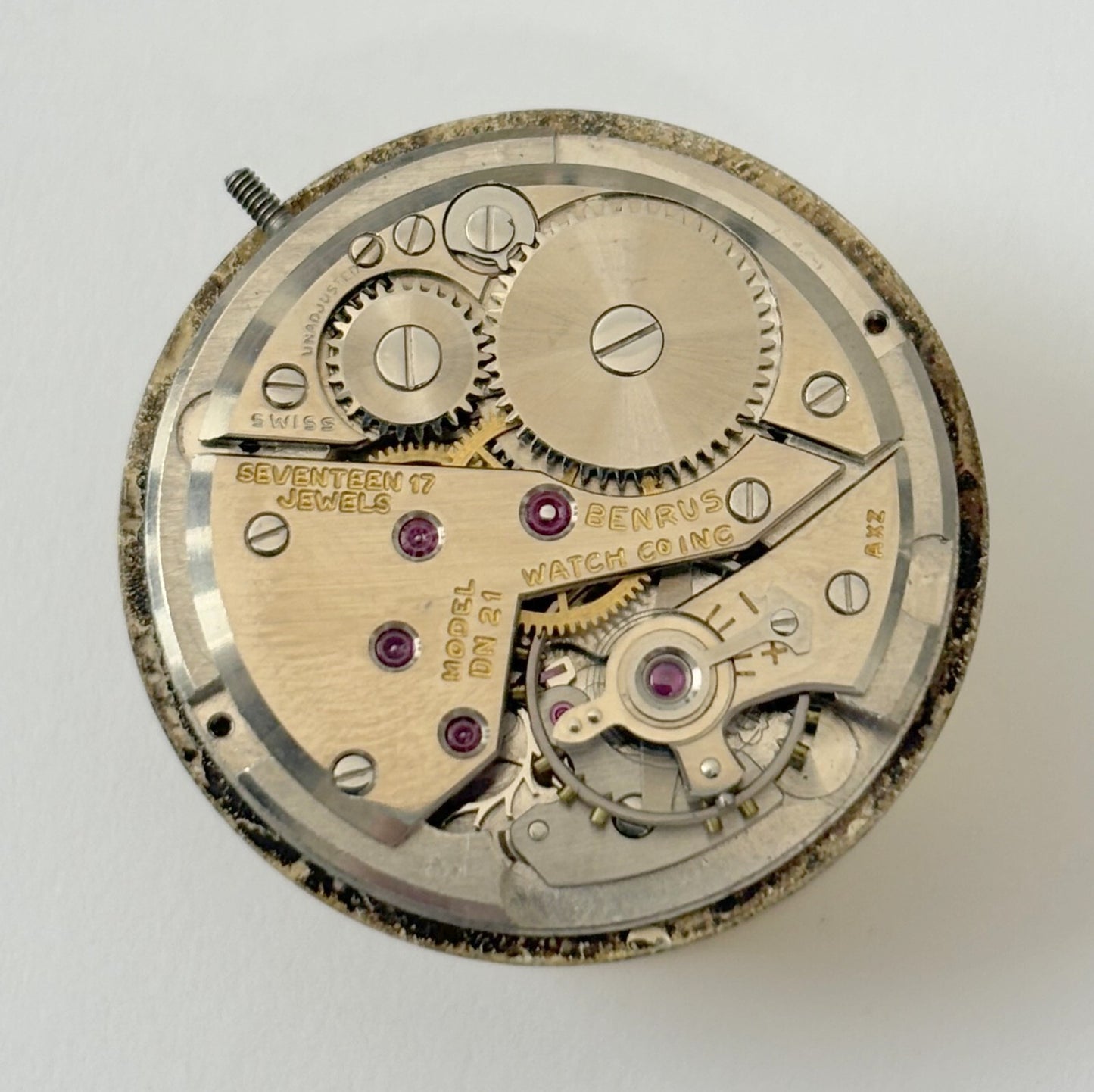Benrus Caliber DN21 Watch Parts Movement Balance Fork Spring Bridge