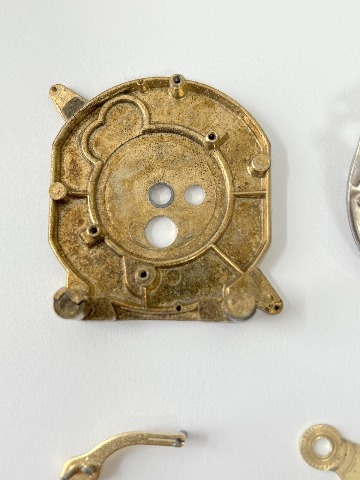 Zenith Enamel Alarm Clock Movement Parts Balance Barrel Escapement Wheel Fork