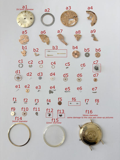 Omega Cal 563 Watch Parts Movement Calendar Disc Fork Wheels Springs Bridge 5