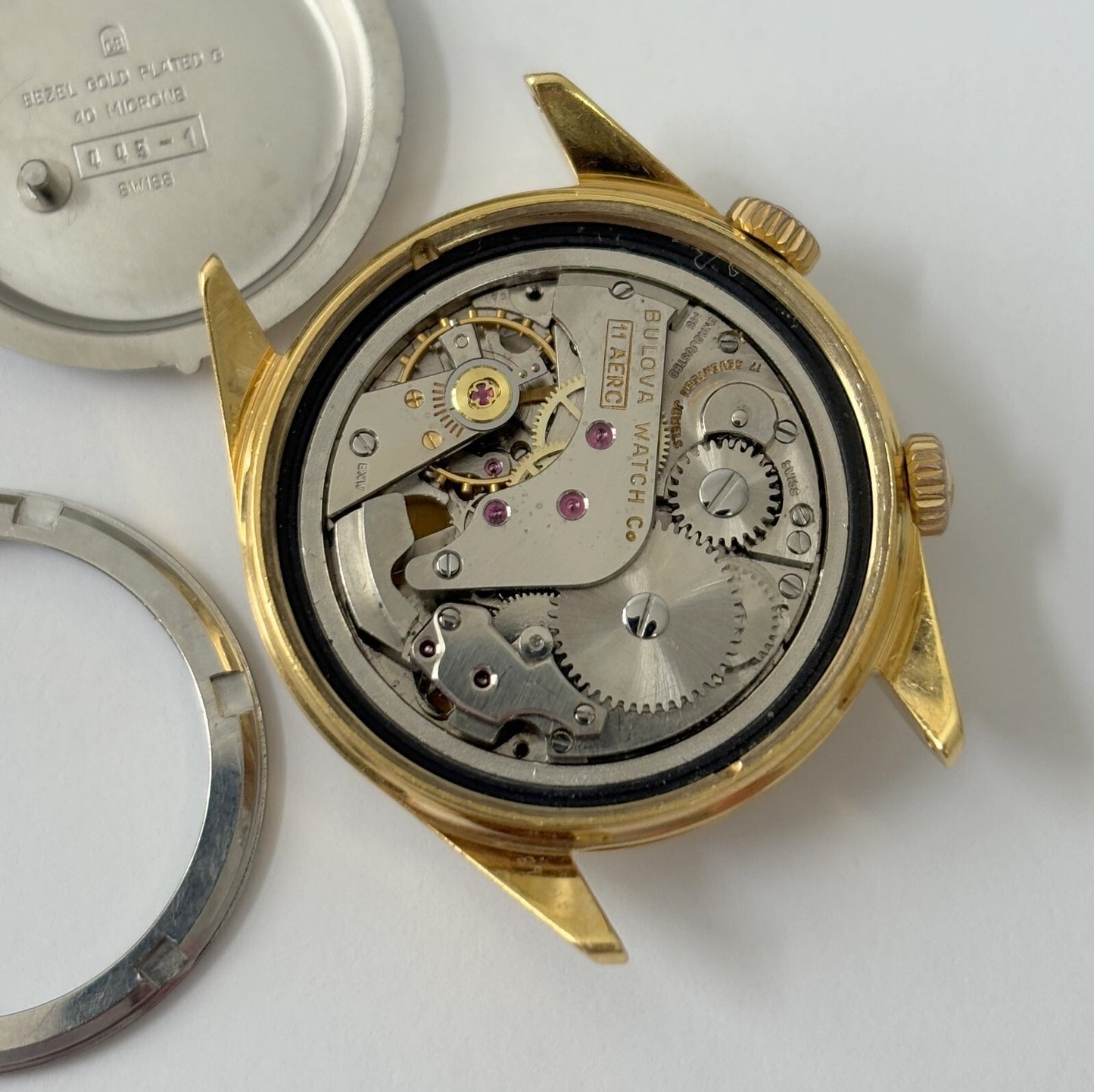 vtg bulova alarm watch parts/repair balance good. issue with setting/winding