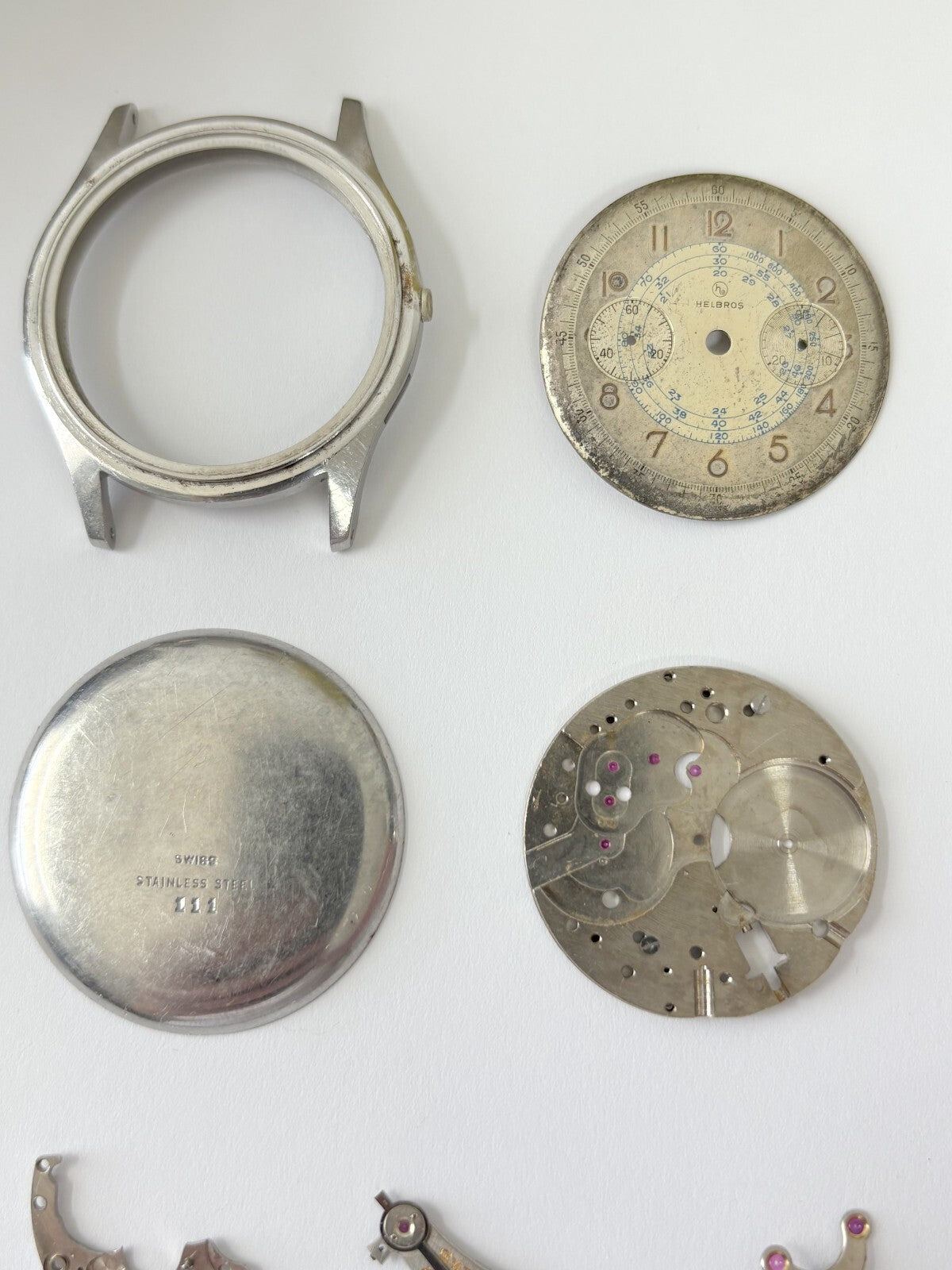 Venus Cal 175 Movement Part Balance Wheel Spring Bridge Fork Wakmann Breitling 2