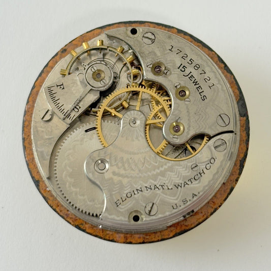 Elgin Grade 295 Pocket Watch Part Movement Balance Fork Spring Bridge Dial Hands
