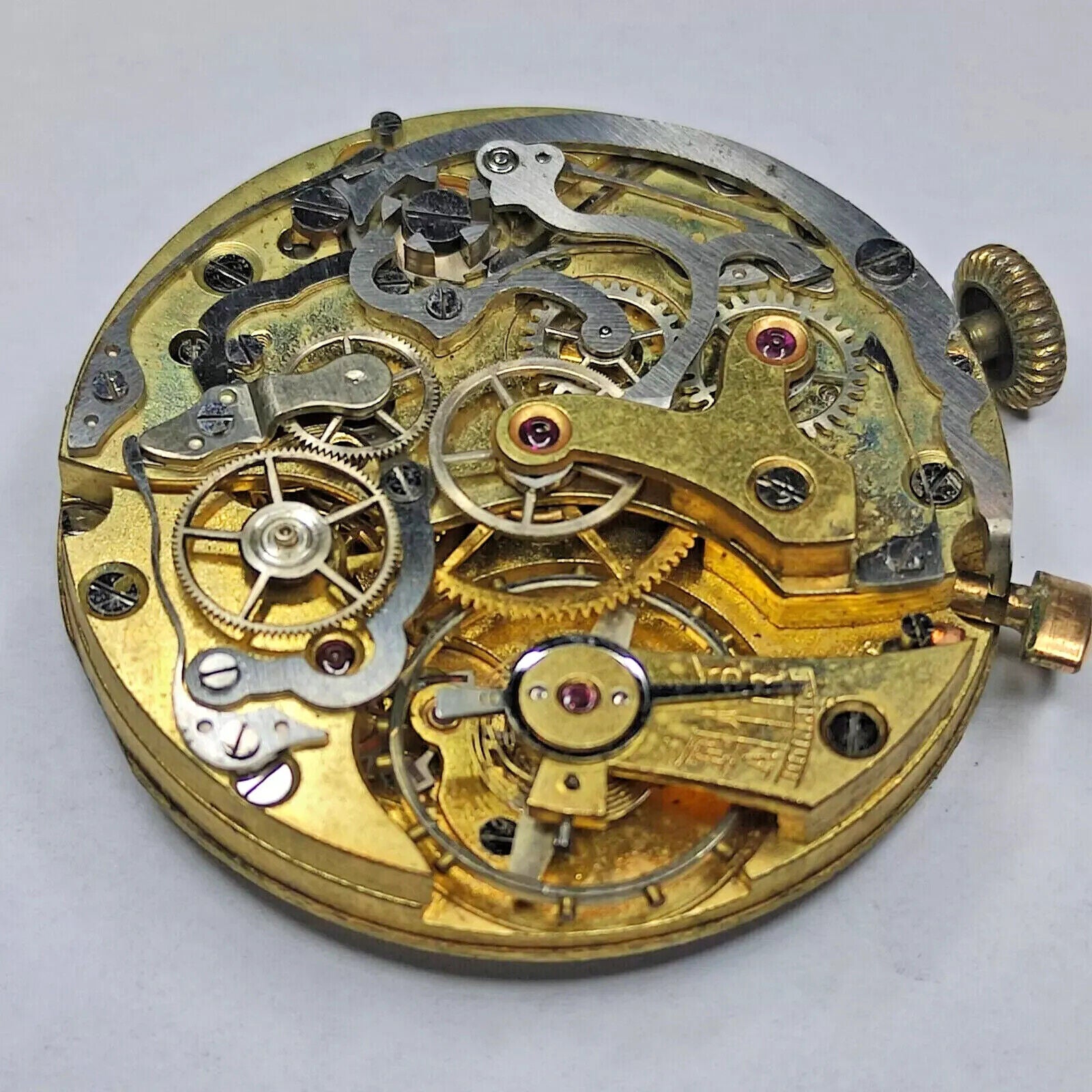 Landeron Monopusher Chronograph Watch Movement Parts Cal 2 3 15 Dial Hands Sub - Used Watch Parts