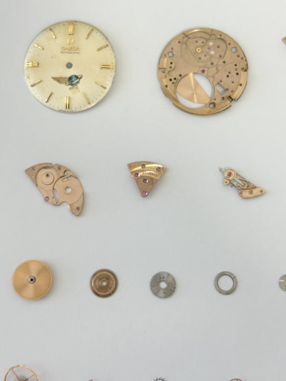 Omega Cal 550 Watch Movement Parts Dial Balance Spring Plate Fork Wheel Rotor 6