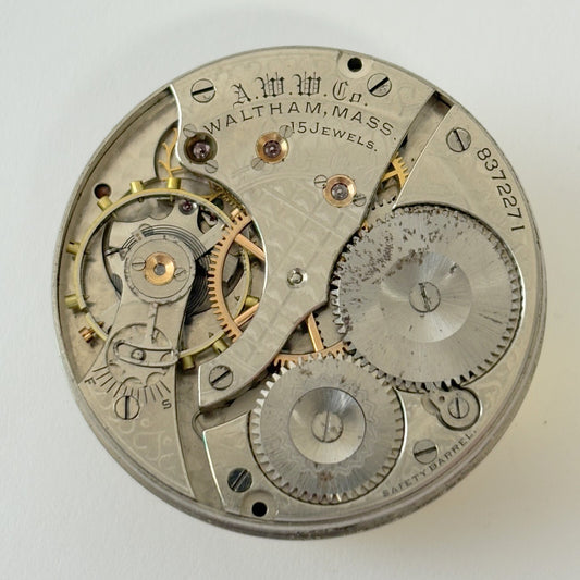 Waltham Grade 620 Pocket Watch Part Movement Balance Fork Spring Bridge Dial