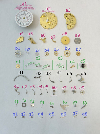 Landeron Monopusher Chronograph Watch Movement Parts Cal 2 3 15 Dial Hands Sub - Used Watch Parts