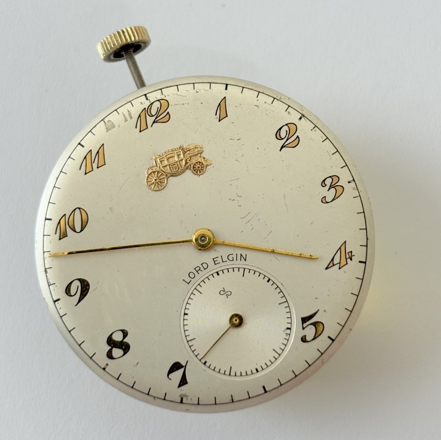 Elgin Cal 543 Pocket Watch Part Movement Balance Fork Spring Bridge Dial Hands