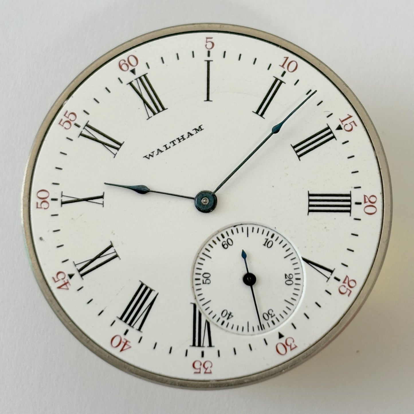 Waltham Grade 210 Pocket Watch Part Movement Balance Fork Spring Bridge Dial