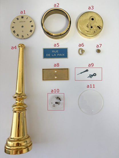 Jaeger LeCoultre Ref 397 Clock Case Parts Crystal Dial Hands Rue De La Paix