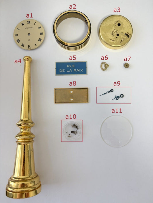 Jaeger LeCoultre Ref 397 Clock Case Parts Crystal Dial Hands Rue De La Paix