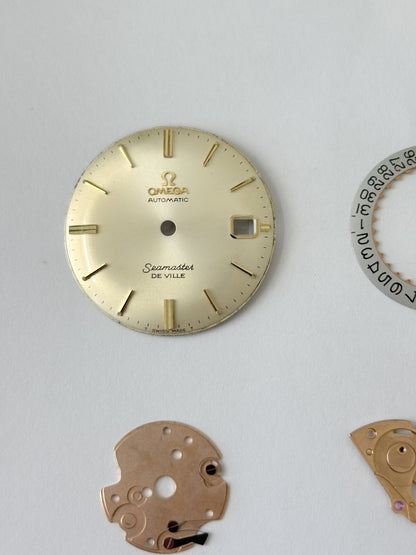 Omega Cal 563 Watch Parts Movement Calendar Disc Fork Wheels Springs Bridge 5