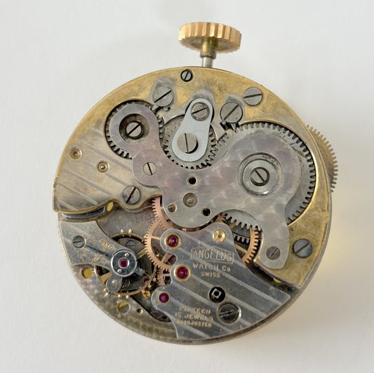 Angelus cal sf240 stem winding alarm clock watch movement