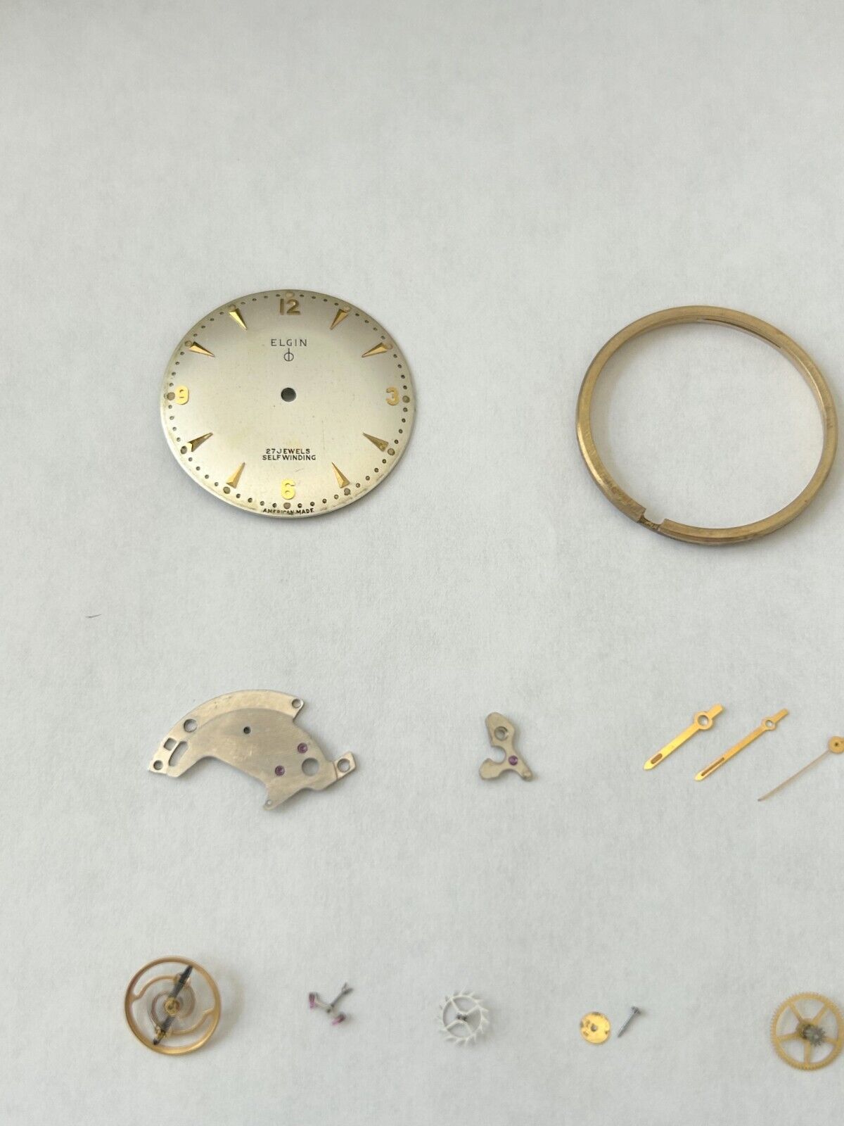 Lord Elgin Cal 760 Movement Parts Balance Fork Wheels Springs Bridge Dial Hands - Used Watch Parts