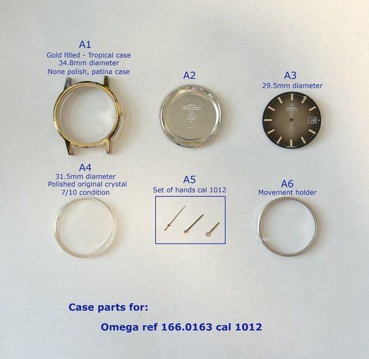 OMEGA Geneve case parts ref 166.0163 cal 1012 crystal hands dial watch - Used Watch Parts