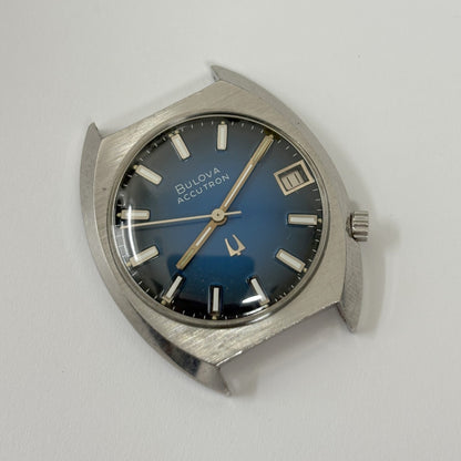 Running & keeping time Bulova Accutron Stainless Steel Blue Dial Watch 2181
