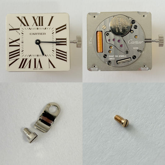 Cartier Cal 690 movement runs & sets W2009251 2788 dial hands crystal screw 18k