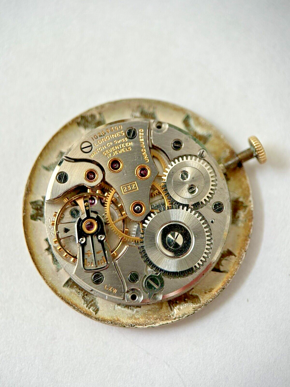 Runs & Sets Longines Cal 23Z Watch Movement, Dial & Hands - Used Watch Parts