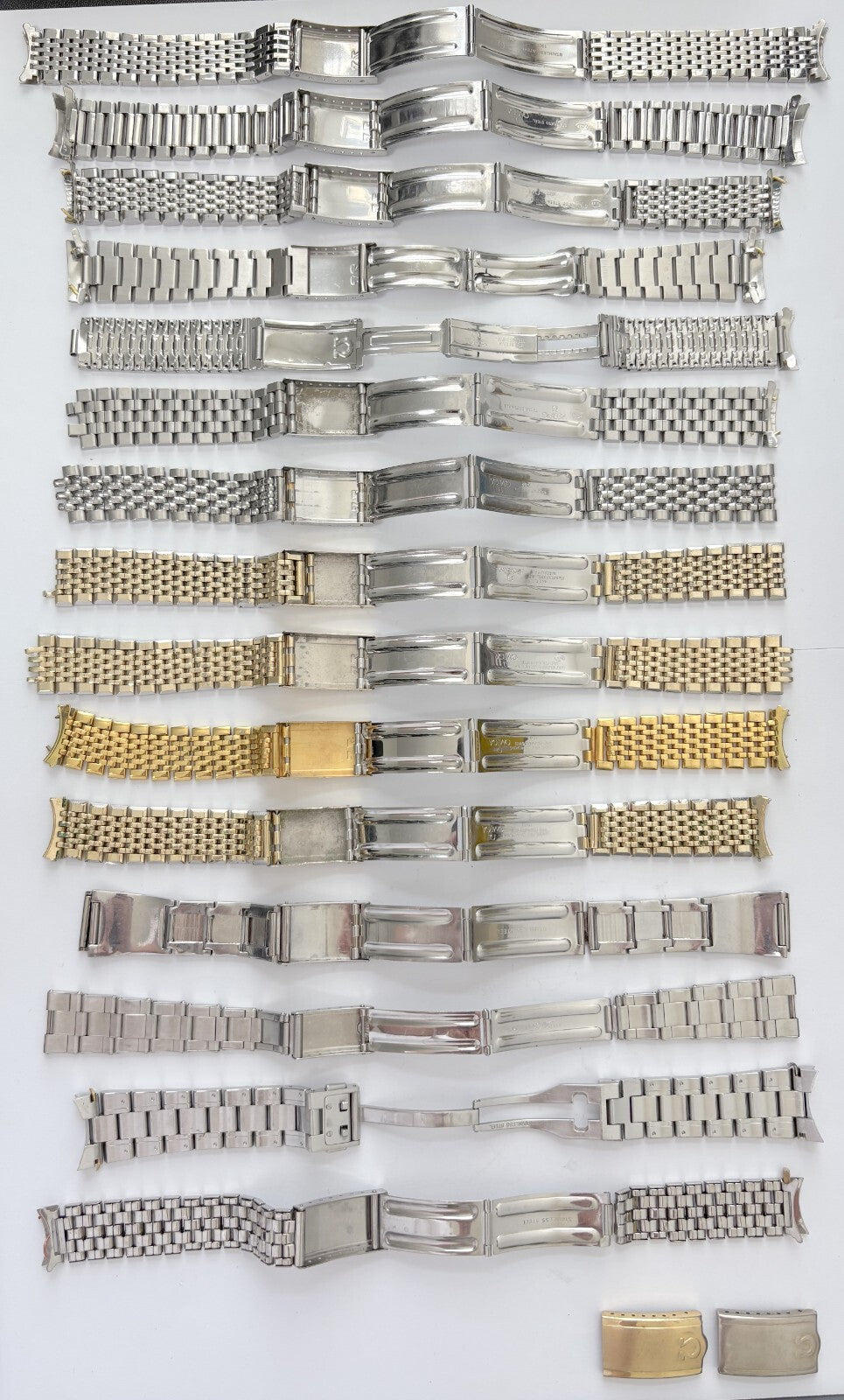 lot of 15 vintage watch bracelets omega rolex tag heuer girard perregaux buckles