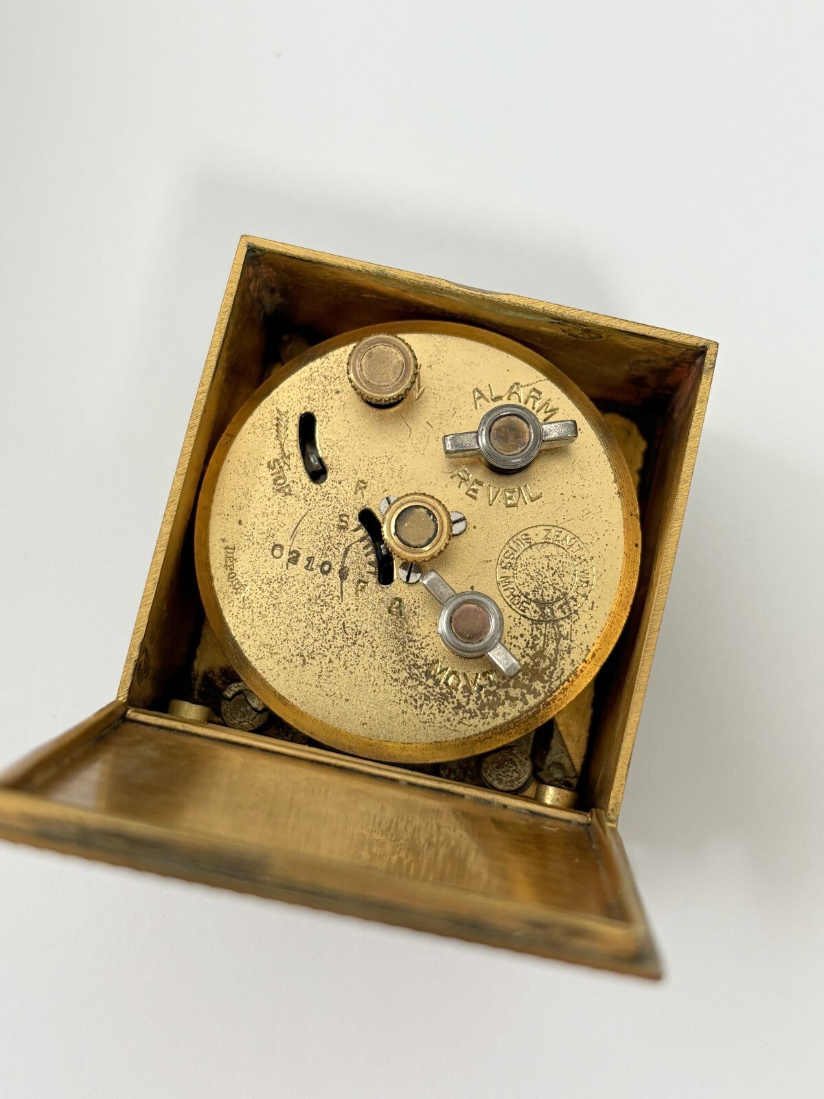 Zenith Enamel Alarm Clock PICK-A-PART Case Crystal Dial Hands Bezel Screws