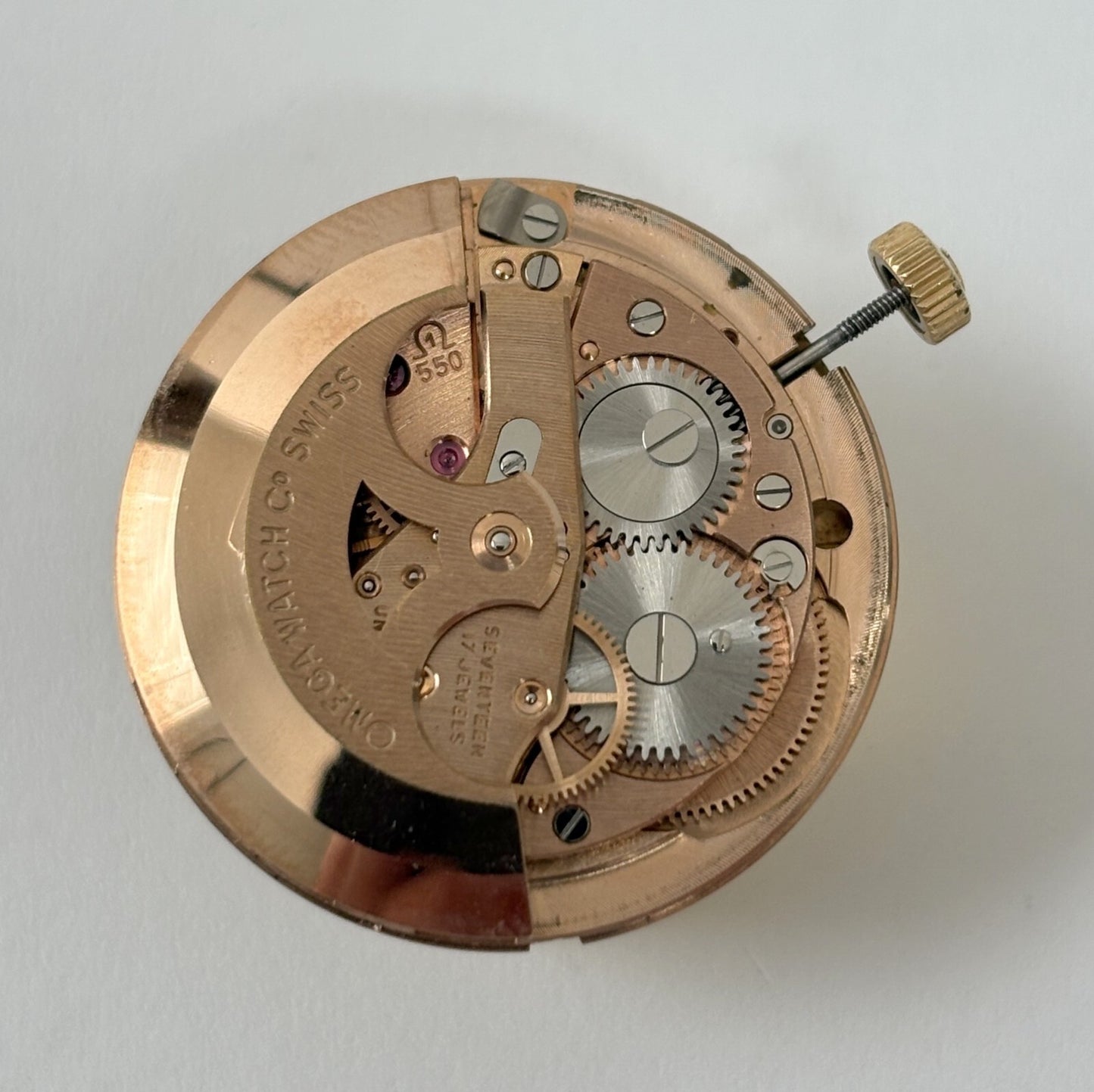 Omega Cal 550 Watch Movement Parts Dial Balance Spring Plate Fork Wheel Rotor 8