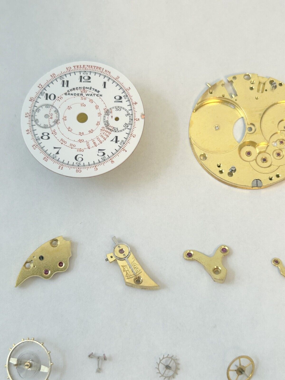 Landeron Monopusher Chronograph Watch Movement Parts Cal 2 3 15 Dial Hands Sub - Used Watch Parts