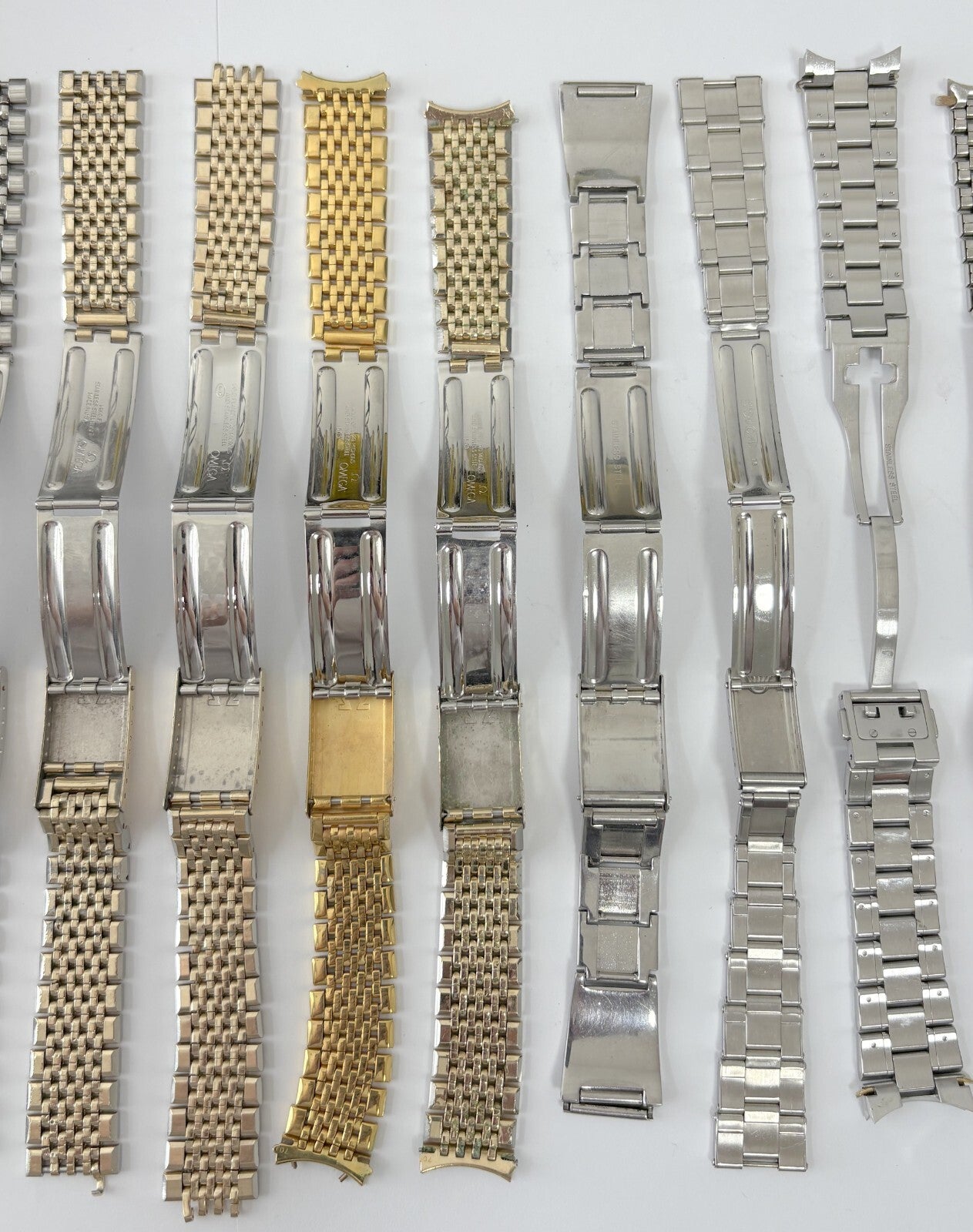 lot of 15 vintage watch bracelets omega rolex tag heuer girard perregaux buckles