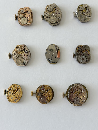 Ladies mechanical watch movements for parts or repair dial hands crown balance