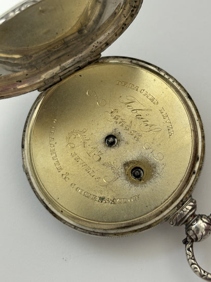 48mm silver pocket watch running