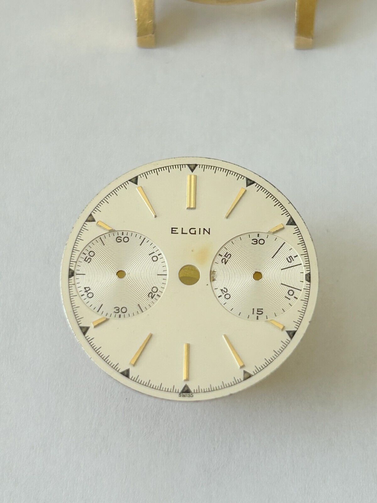 Elgin chronograph watch case for parts cal Valjoux 92 dial sub second hands - Used Watch Parts