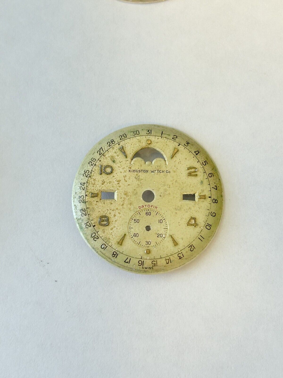 Kingston Watch 107 C Parts Case Hands Dial Stem Bezel Triple-Date Moon Phase - Used Watch Parts