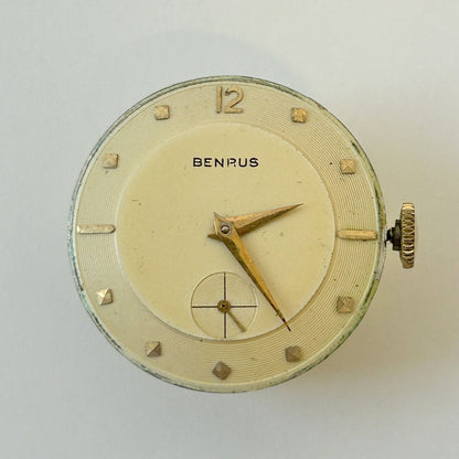 Benrus Cal BB14 Watch Parts Movement Balance Fork Wheels Spring Bridge Dial