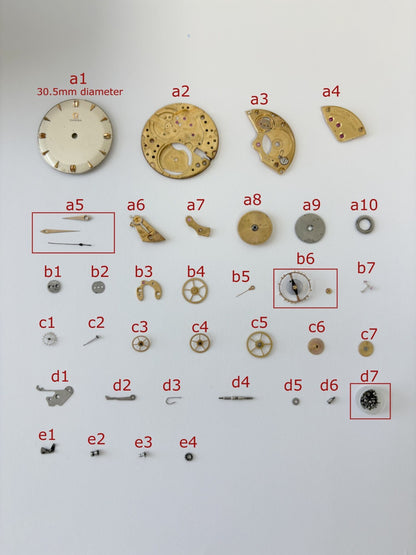 Omega Cal 284 Watch Movement Parts Balance Fork Spring Bridge Barrel Balance