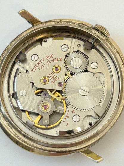 Waltham Cal UTC 2291 Watch Parts Movement Balance Spring Dial Hand Case Back