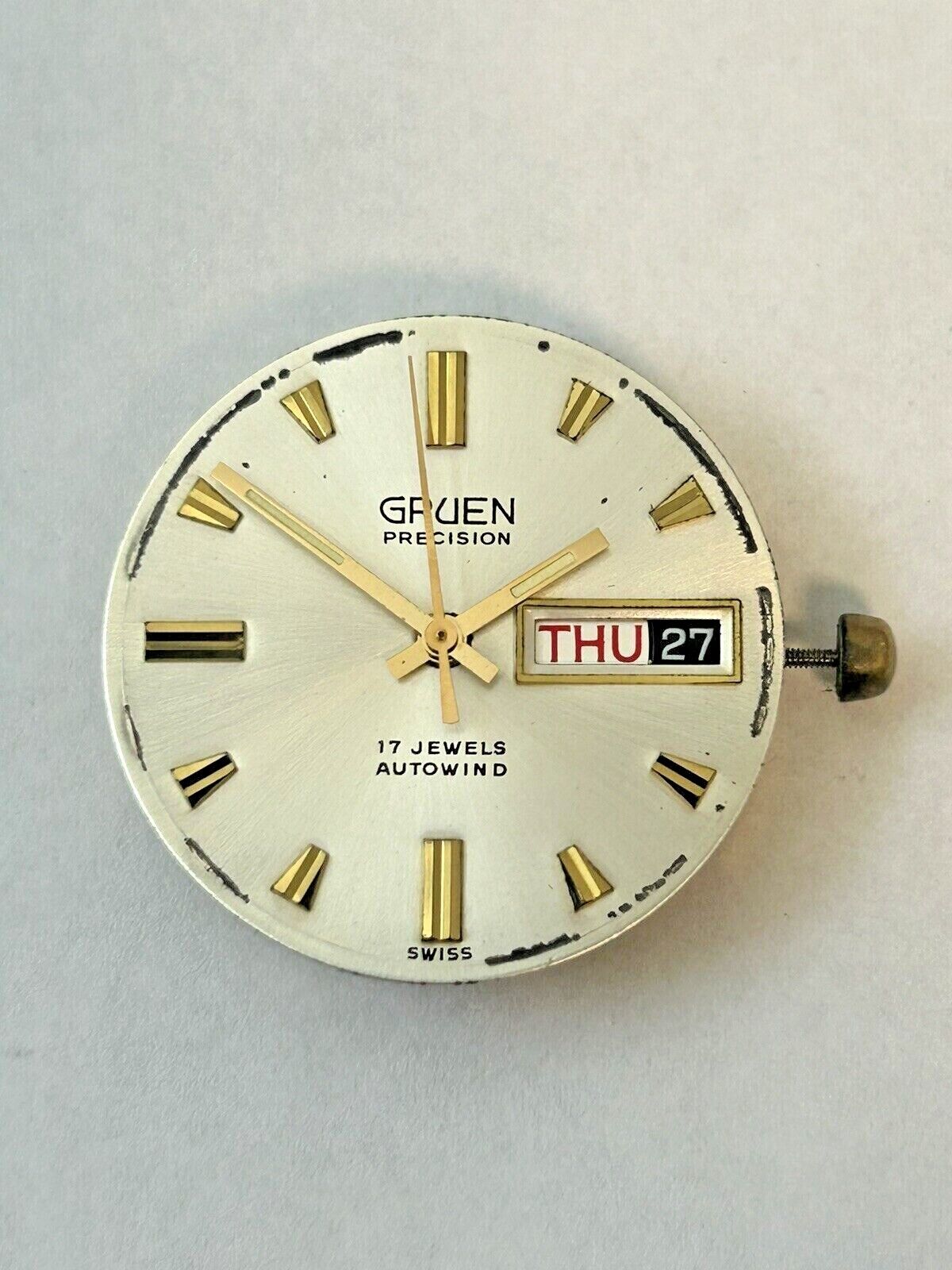 Gruen Cal 790 CD AS 2066 Watch Parts Movement Balance Fork Spring Bridge Dial - Used Watch Parts