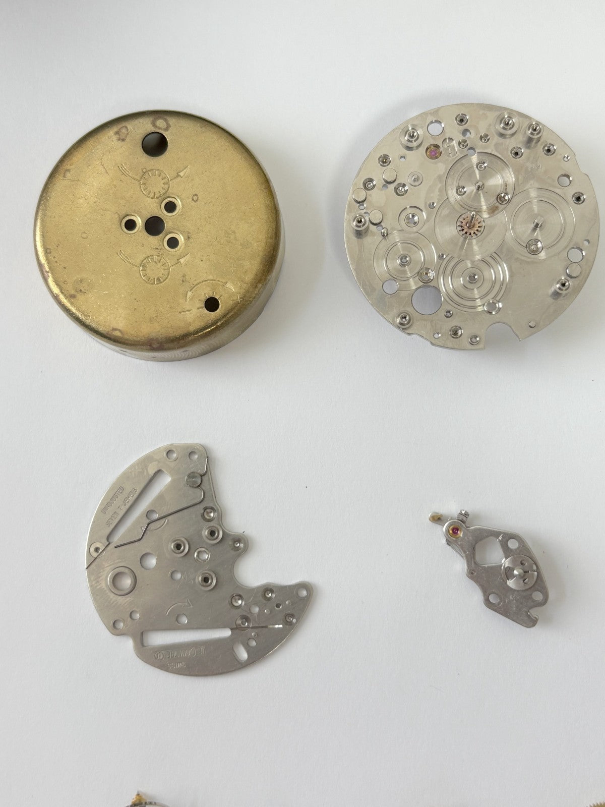 Jaeger LeCoultre Cal 245 Clock Movement Part Balance Fork Barrel Wheel Plates