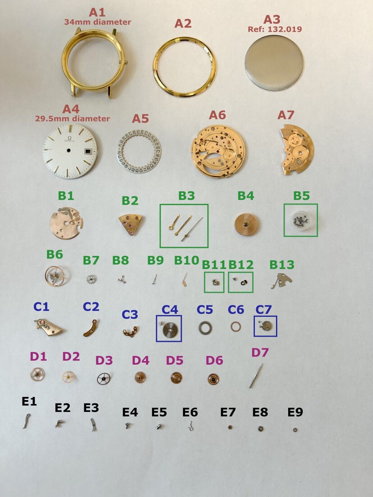 Omega Cal 611 Watch Part Movement Balance Fork Wheel 601 602 600 610 613 132.019 - Used Watch Parts