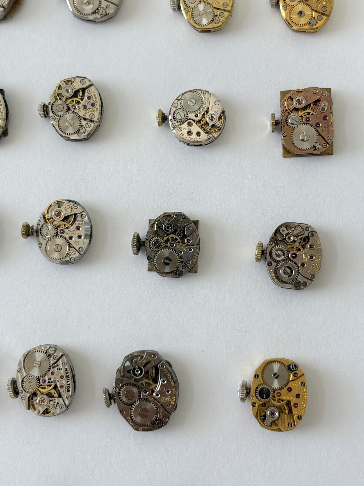 Ladies mechanical watch movements for parts or repair dial hands crown balance
