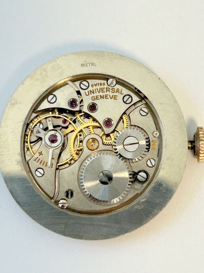 Universal Geneve Cal 264 Watch Parts Movement Balance Fork Spring Bridge Dial - Used Watch Parts