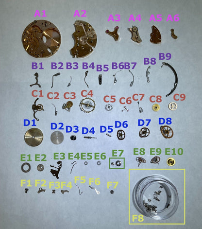 Landeron Cal 39 Movement Parts Balance Fork Wheel Spring Bridge Escapement Screw - Used Watch Parts