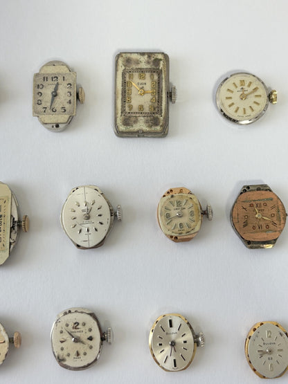 Ladies mechanical watch movements for parts or repair dial hands crown balance