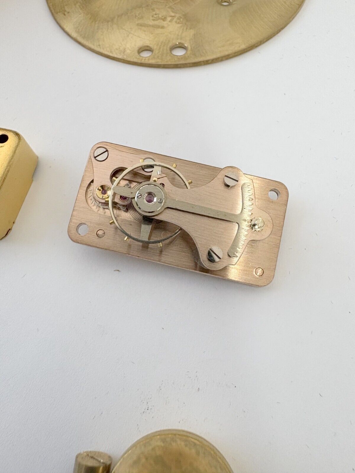Imhof Striking Cal 76 9475 Clock Movement For Parts Balance Fork Key Knob Barrel
